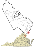 Prince William County Virginia incorporated and unincorporated areas Quantico highlighted